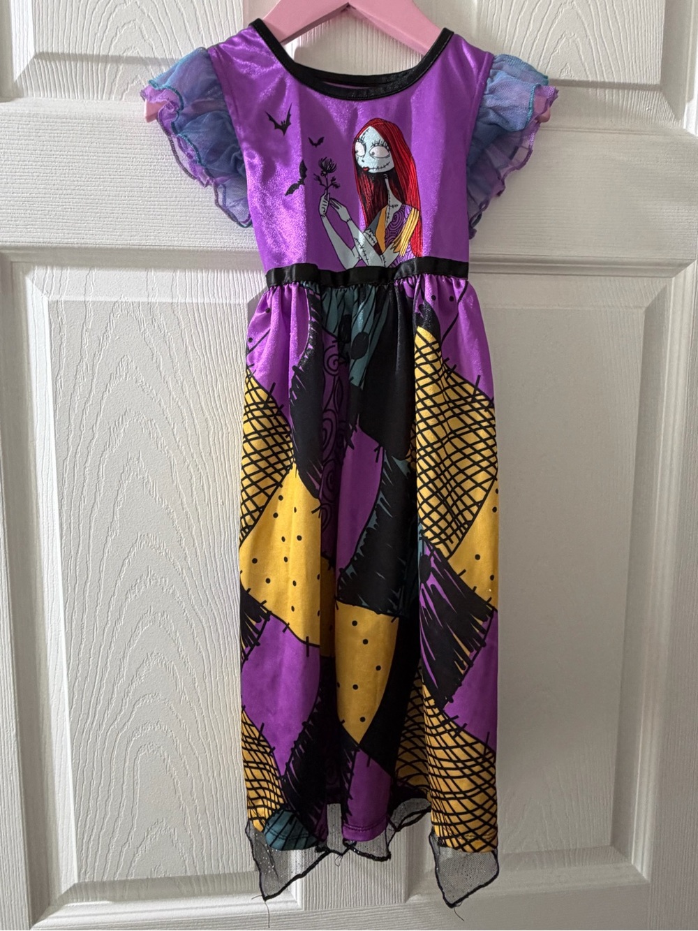 Nightmare before ChristmaGirls' Purple & Yellow Character Nightgown Pajama Dress